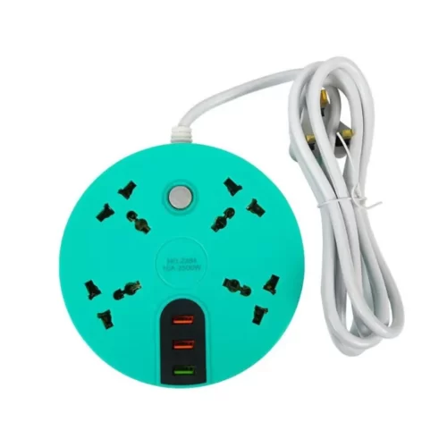 2M Power Strip Multiple Sockets with 3 USB Ports