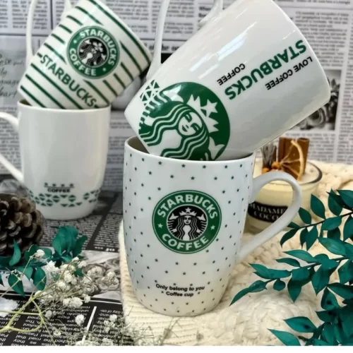 Starbucks Siren Logo Green Striped Mug