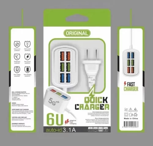6 Ports USB Power Supply Charging Plug Socket