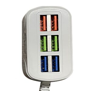 A 6 Ports USB Power Supply Charging Plug Socket on a white background.