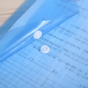 A A4 Transparent Office Study File Bag on top of a table.