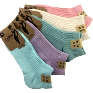 Six pairs of Unisex Soaked Short Socks in different colors.