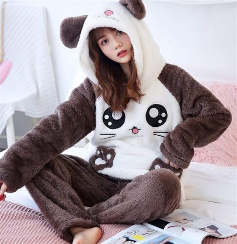 Women Flannel Winter Cute Sleepwear Pajamas