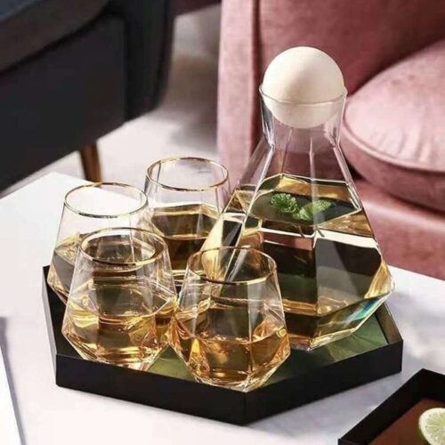 7Pcs Diamond Dicanter Set With 6 Cups