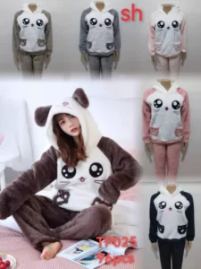 Women Flannel Winter Cute Sleepwear Pajamas