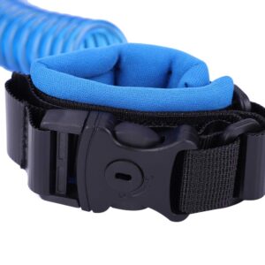 A blue Anti-Lost Child Wrist Leash Strap with a blue hose attached to it.