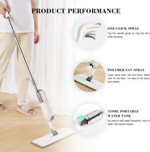 A woman is using an Aurora water spray mop to clean the floor.