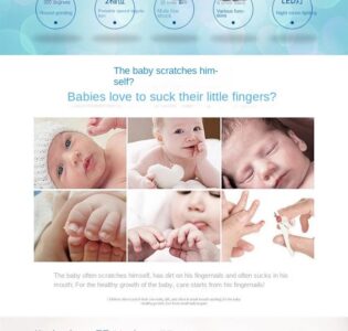 A website design with pictures of a Baby Nail Trimmer's fingers.