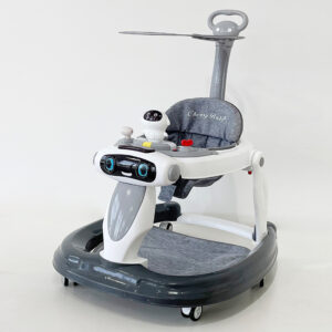 A Baby Walker With MusicSwivel Wheels with a toy on it.