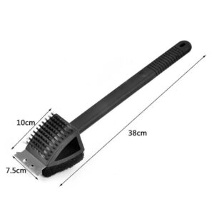 A black Barbeque Grill Oven Cleaning Bbq Brush with measurements on it.