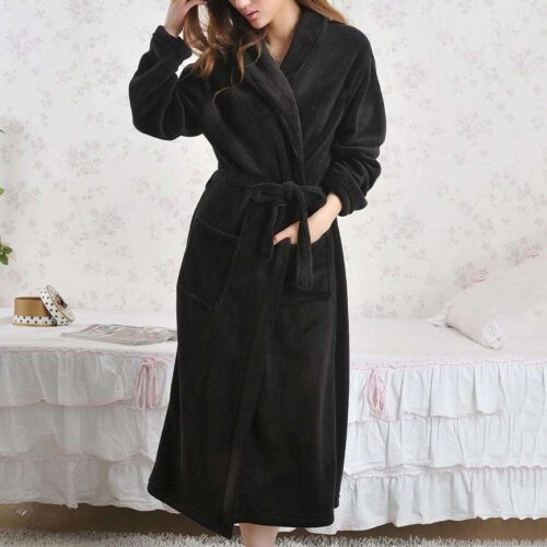 Hooded Bathrobe & Flat Furry Slipper