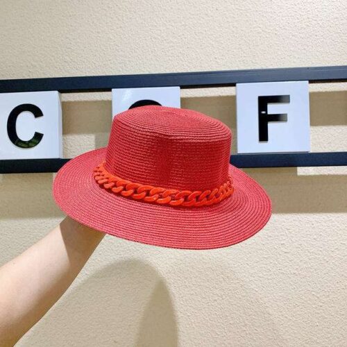 Ladies Flat Top Straw Sun Hat
