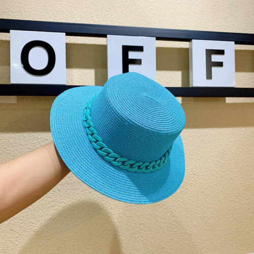 Ladies Flat Top Straw Sun Hat