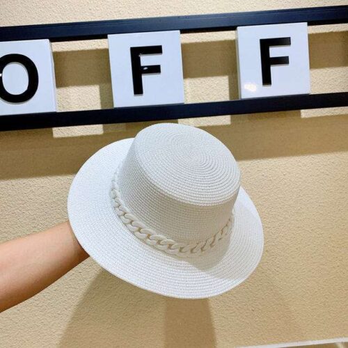 Ladies Flat Top Straw Sun Hat