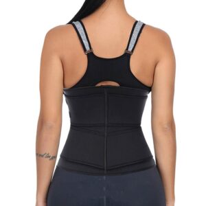 The back view of a woman wearing a Two Strap Compression Waist Trainer Corset.