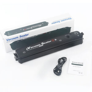 A vacuum cleaner with a power cord and a box.