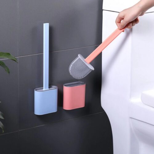 Wall Mounted Flat Head Flexible Silicon Toilet Brush
