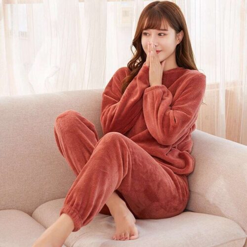 Women Flannel Pajama Set