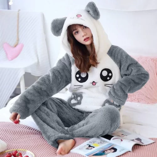 Women Flannel Winter Cute Sleepwear Pajamas