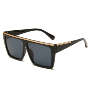 A pair of Superhot Fashion Flat Top Sunglasses with gold trim.