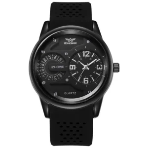 A chronograph watch on a white background.