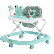 A baby walker with a frog on it.