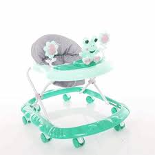 A baby walker with a frog on it.