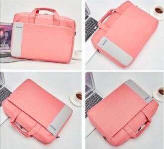 Four different pictures of an Okade Laptop Bag.