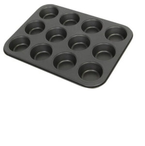 A black Muffin Cupcake Silicone Baking Cups With Tray with six holes.