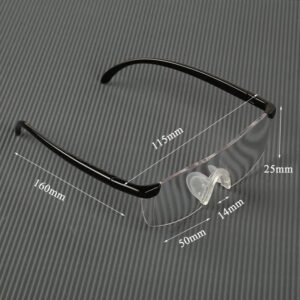 A pair of Big Vision Glasses-Magnifying Eyewear with measurements on them.