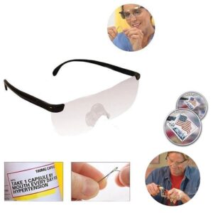 A picture of a pair of Big Vision Glasses-Magnifying Eyewear and a pair of scissors.