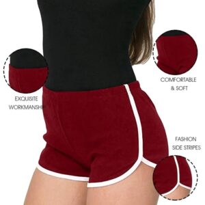 Sexy Short Women High Waist Elasticated Seamless Leggings in maroon and white.