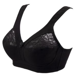 A black V Neck Breathable Fashion Big Plus Size Lingerie Underwear with lace detailing.