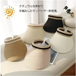 A group of Fashion Soft Roll-Up Breathable Wide Brim Sun Hats on a table.