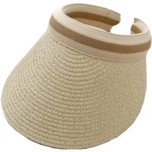 A Fashion Soft Roll-Up Breathable Wide Brim Sun Hat with a striped band.