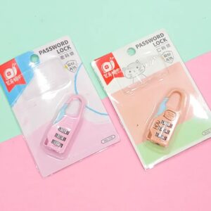 A pink and white package with a pink and white lock.