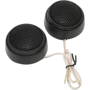 Two black Pair Of Mini Car Speakers on a white background.
