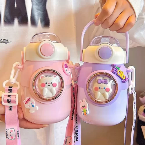 Children's Thermos Bottle With Straw