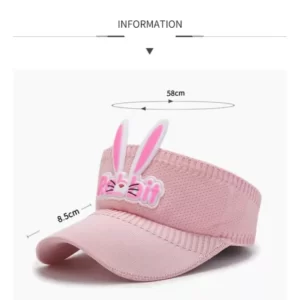 A pink UV Protection Hat For Kids with bunny ears on it.