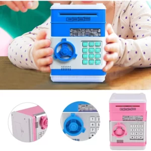 A child is holding a Children's Electronic Piggy Bank.