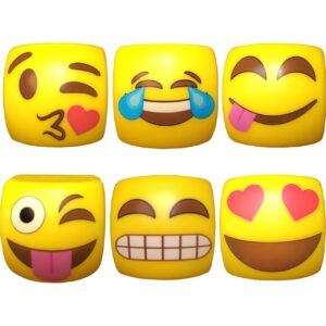 A set of yellow emoji cubes with different expressions.