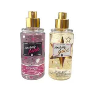 Two bottles of Perfume on a white background.