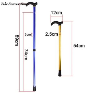 A pair of walking canes with measurements.