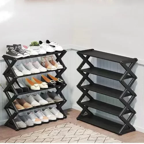 5 Layer Shoe Rack X Type Firm Stainless Steel