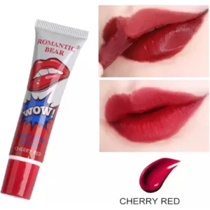 A red Kaliya-Beauty Long Lasting lipstick with a cherry red Kaliya-Beauty Long Lasting lipstick on it.