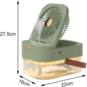 The dimensions of a portable air purifier with a fan.