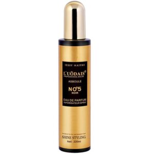 A bottle of Luodais Anti Frizz Vanilla Perfume on a white background.
