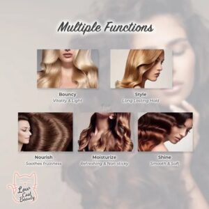 A Luodais Anti Frizz Vanilla Perfume with different types of hair and the words 'multiple functions'.