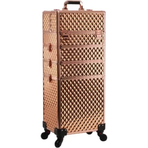 A 4 In 1 Large Capacity Trolley Makeup Travel Case on wheels.