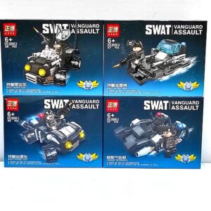 Four boxes of Swat Lego Police Anti-Riot 88 Pcs Car toys.